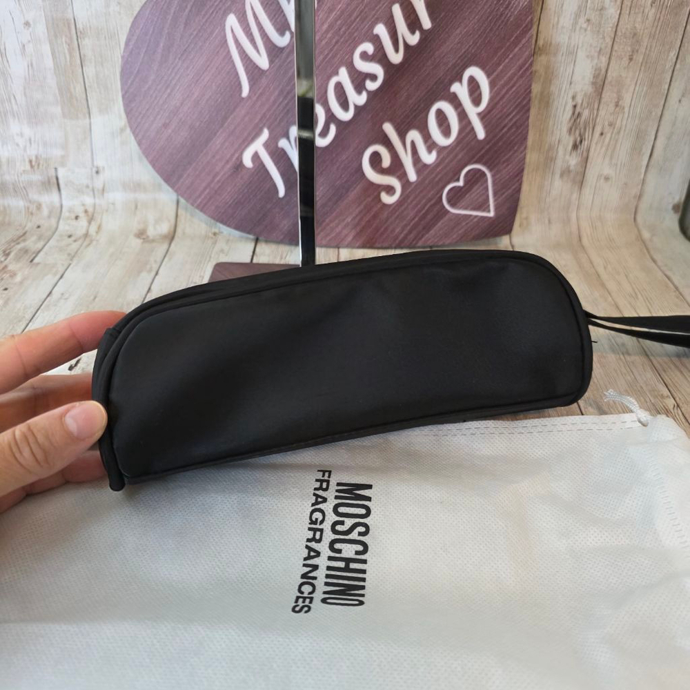 Moschino Black Cosmetic Bag/Pouch Unisex Silver Hardware - Picture 8 of 9